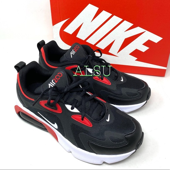 Nike Air Max 200 GS Black Red k/Women’s Sneakers - Picture 6 of 11